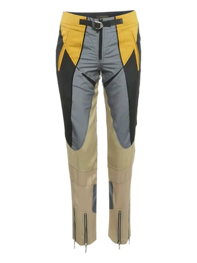 Pre-owned Louis Vuitton Paneled Calfskin Trousers In Gray