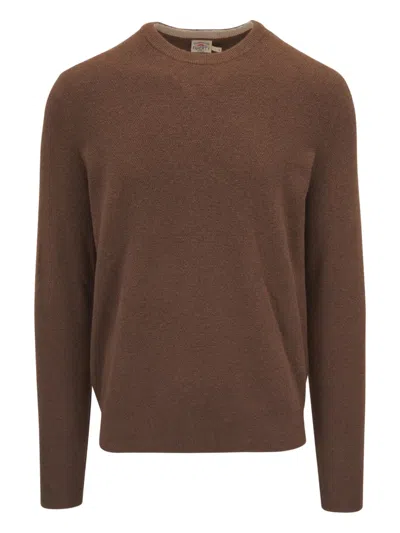 Faherty Jackson Crew Sweater In Trail Brown Heather