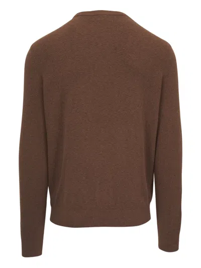 Faherty Jackson Crew Sweater In Trail Brown Heather