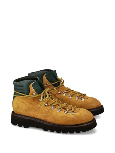 Premiata Lace-up Panelled Boots In Gold