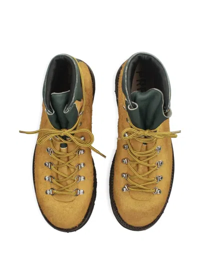 Premiata Lace-up Panelled Boots In Gold
