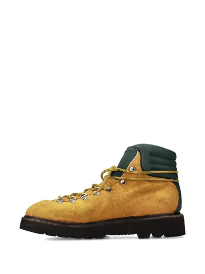 Premiata Lace-up Panelled Boots In Gold