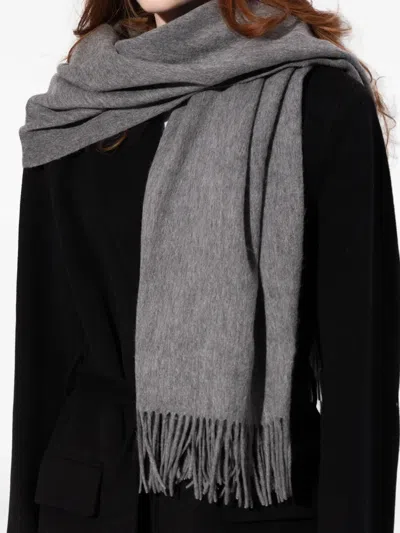 Anine Bing Fringed Wool Scarf In Gray