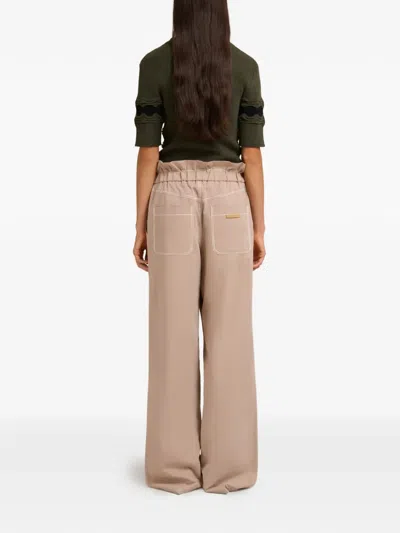 Marni Beige Gabardine Trousers With Paperbag Waist In Neutral