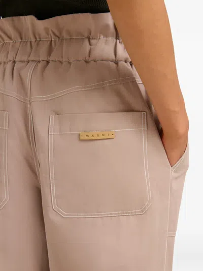 Marni Beige Gabardine Trousers With Paperbag Waist In Neutral