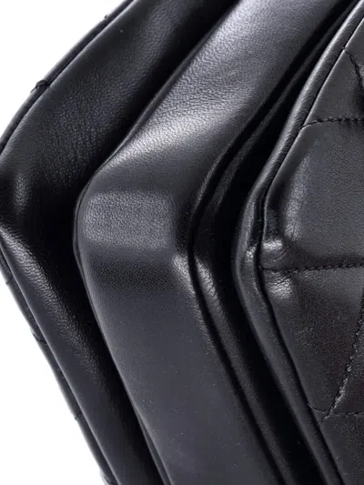 Pre-owned Chanel Trendy Cc Top Handle Bag Quilted Lambskin Small Shoulder Bag In Black