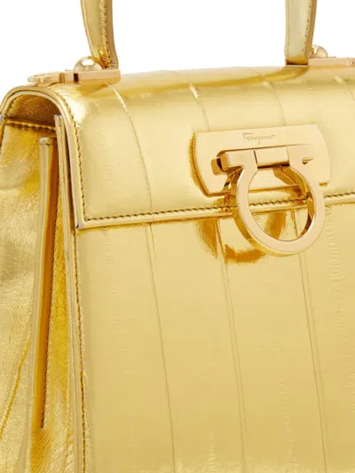 Ferragamo Small Iconic Top-handle Cross Body Bag In Gold