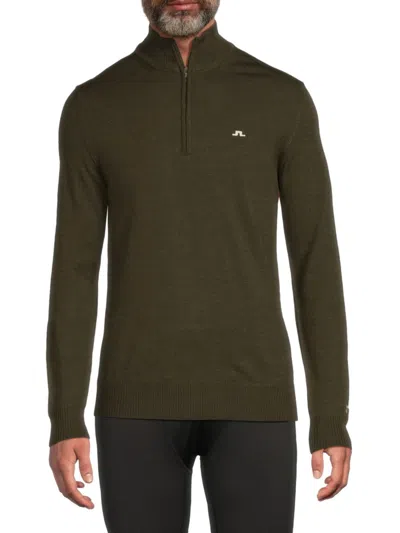 J. Lindeberg Men's Kian Wool Half-zip Sweater In Brown