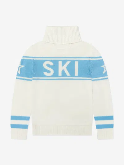 Perfect Moment Girls Merino Wool Schild Jumper In White