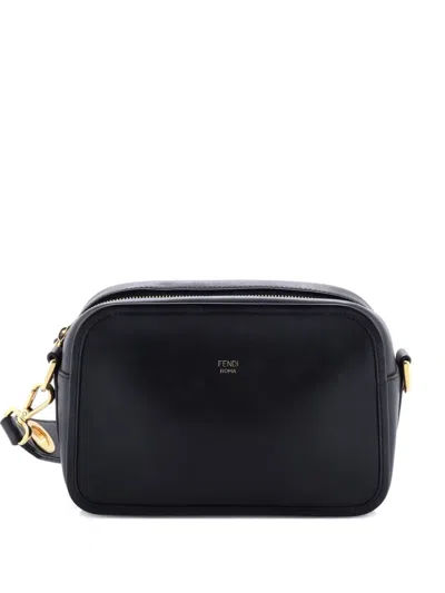 Pre-owned Fendi F Is  Camera Bag Leather Small Crossbody Bag In Black