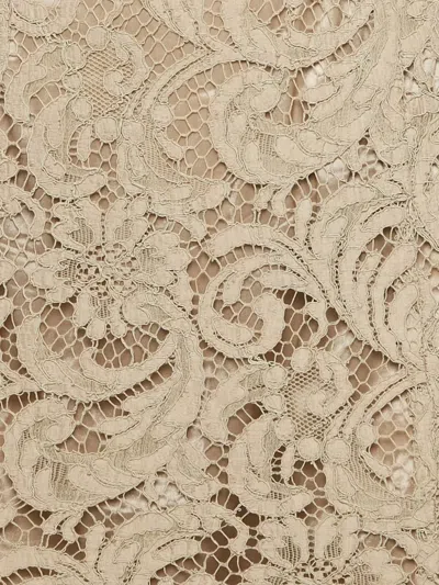 Pre-owned Burberry 2000s Lace Pencil Skirt In Neutral