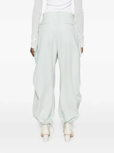 Issey Miyake Draping Detail Tweed Wool Trousers In Blue