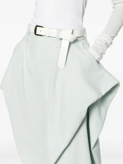 Issey Miyake Draping Detail Tweed Wool Trousers In Blue