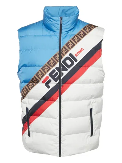 Pre-owned Fendi Logo Mania Padded Gilet In White
