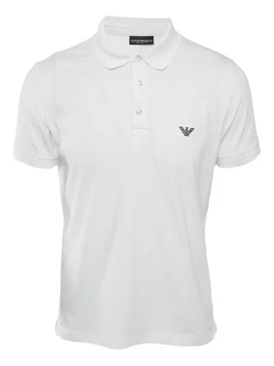 Pre-owned Emporio Armani Logo-embroidered Polo Shirt In White