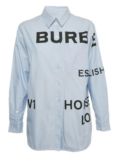 Pre-owned Burberry Logo-print Cotton Shirt In Blue