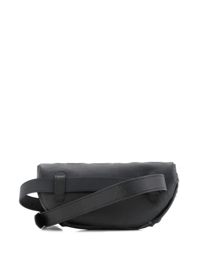 Pre-owned Gucci Leather With Gg Coated Canvas Medium Belt Bag In Black