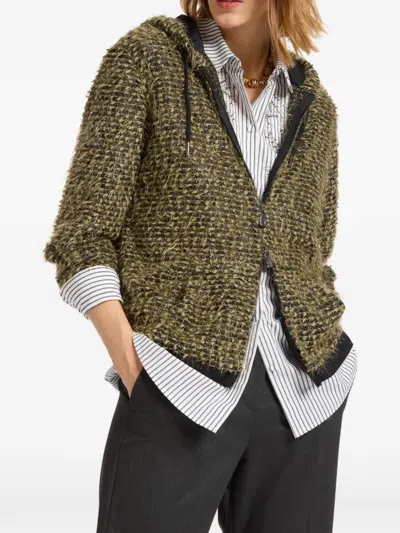 Elena Miro' Hooded Zip Top In Brown