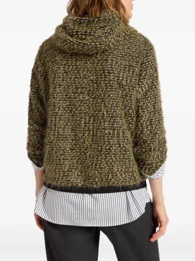 Elena Miro' Hooded Zip Top In Brown