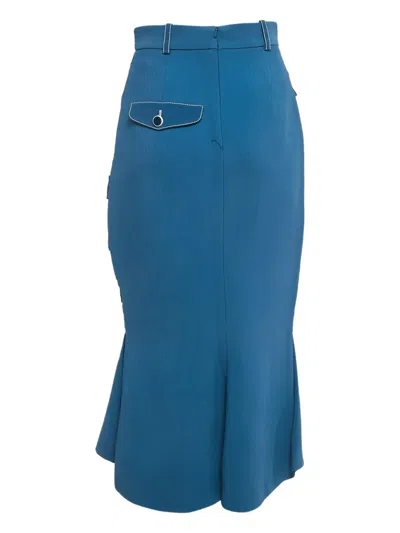 Pre-owned Peter Pilotto Contrast-stitching Midi Skirt In Blue