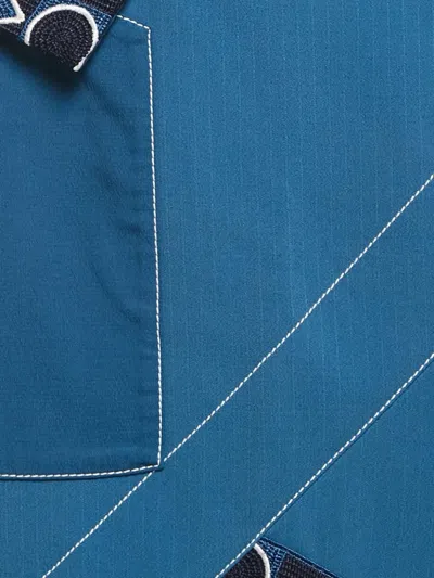 Pre-owned Peter Pilotto Contrast-stitching Midi Skirt In Blue