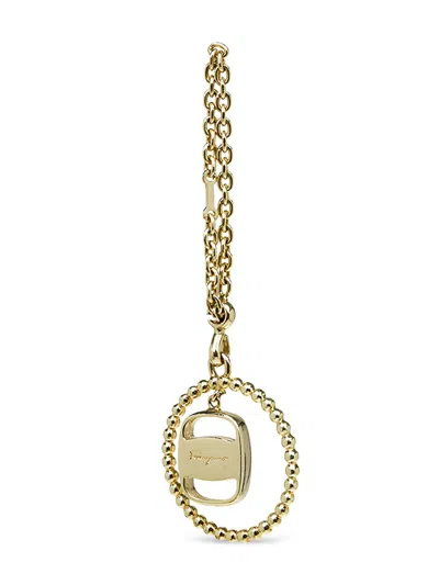 Pre-owned Ferragamo Beaded-circle Keyring In Gold
