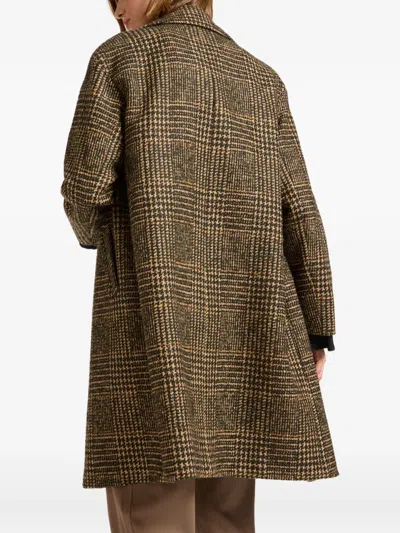 Elena Miro' Double-breasted Check Jacket In Brown