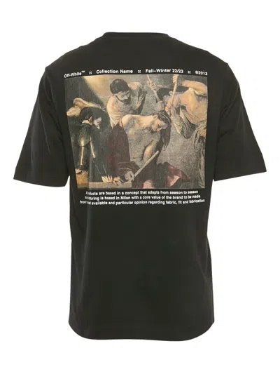 Pre-owned Off-white Logo-print Cotton T-shirt In Black