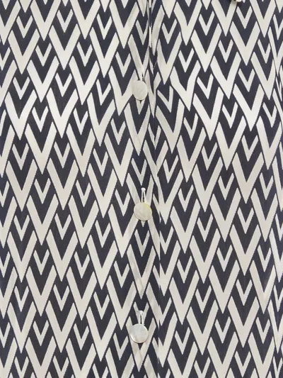 Pre-owned Valentino V-pattern Silk Blouse In Blue