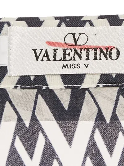 Pre-owned Valentino V-pattern Silk Blouse In Blue