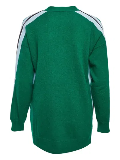 Pre-owned Sandro Stripe Detail Wool Cardigan In Green