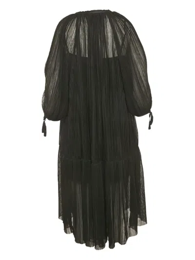 Pre-owned Sandro Plissé Drop-waist Dress In Black