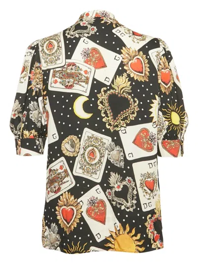 Pre-owned Dolce & Gabbana Card-print Shirt In Black
