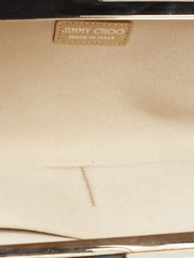 Pre-owned Jimmy Choo Metallic-frame Leather Clutch Bag In Gray