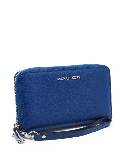 Pre-owned Michael Kors Vintage Logo-accent Zip-around Wallet In Blue