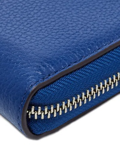 Pre-owned Michael Kors Vintage Logo-accent Zip-around Wallet In Blue