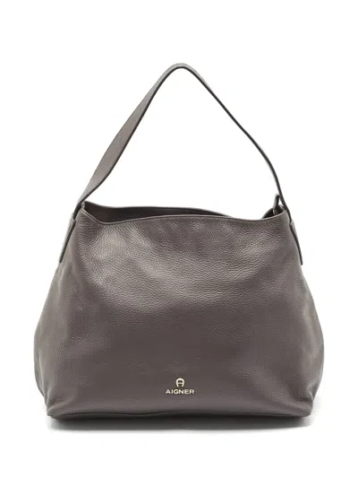 Pre-owned Aigner 2010s Leather Shoulder Bag In Gray