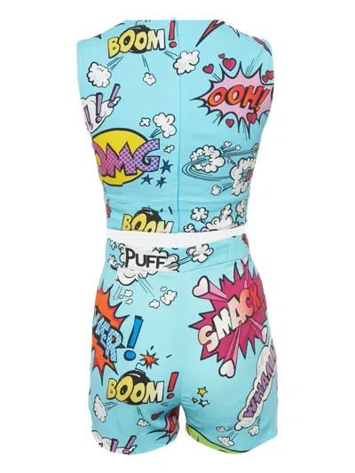 Pre-owned Dolce & Gabbana Printed Sleeveless Crop Top Set In Blue