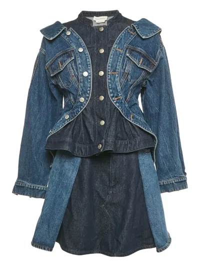 Pre-owned Alexander Mcqueen Denim Buttoned Skirt In Blue