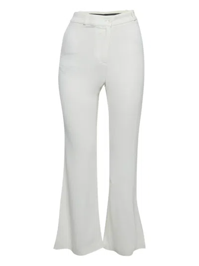 Pre-owned Roberto Cavalli Crepe Flared Trousers In White