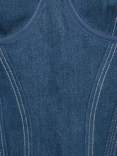 Pre-owned Burberry Denim Mesh Bustier Top In Blue