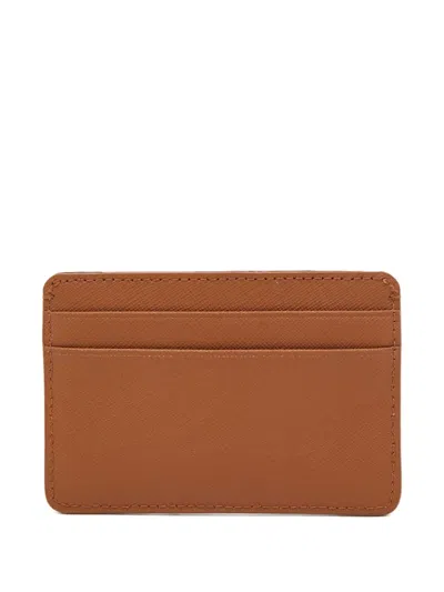 Pre-owned Dkny Vintage Leather Card Holder In Brown