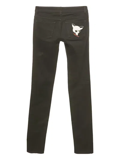 Pre-owned Gucci Chihuahua-detail Jeans In Black