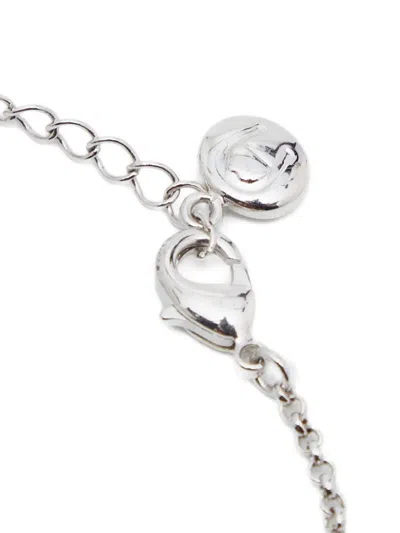 Pre-owned Aigner Crystal Square-pendant Necklace In Silver