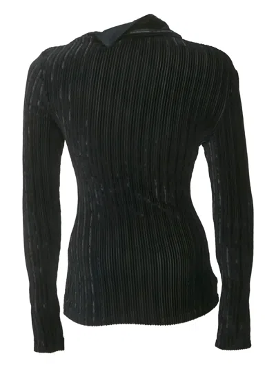 Pre-owned Balmain Pleated Textured Top In Black