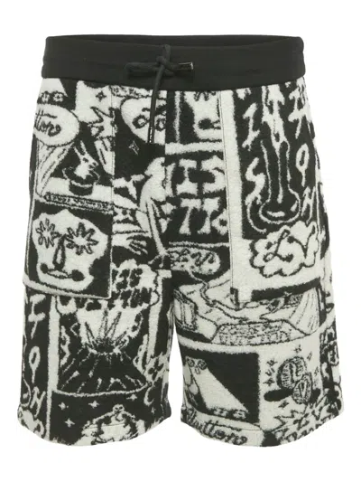 Pre-owned Louis Vuitton Cartoon-print Terry Shorts In Black