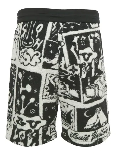 Pre-owned Louis Vuitton Cartoon-print Terry Shorts In Black