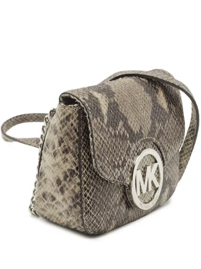 Pre-owned Michael Michael Kors 2000s Snakeskin Crossbody Bag In Gray