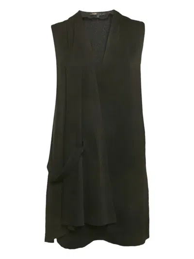 Pre-owned Maje Draped Sleeveless Dress In Black