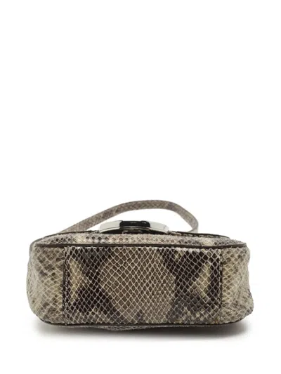 Pre-owned Michael Michael Kors 2000s Snakeskin Crossbody Bag In Gray